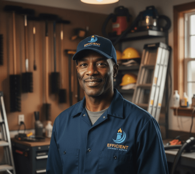Professional chimney technician from Efficient Chimney Repair wearing company uniform